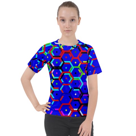 Blue Bee Hive Pattern Women s Sport Raglan T-shirt by Hannah976