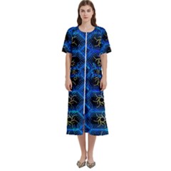 Blue Bee Hive Pattern Women s Cotton Short Sleeve Night Gown by Hannah976