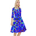 Blue Bee Hive Pattern Classy Knee Length Dress View2