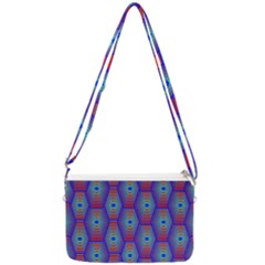 Red Blue Bee Hive Pattern Double Gusset Crossbody Bag by Hannah976