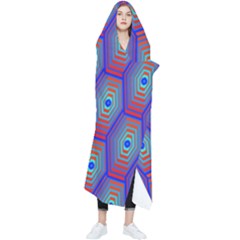 Red Blue Bee Hive Pattern Wearable Blanket by Hannah976