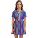 Red Blue Bee Hive Pattern Kids  Sweet Collar Dress View1