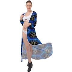 Blue Bee Hive Pattern Maxi Chiffon Beach Wrap by Hannah976