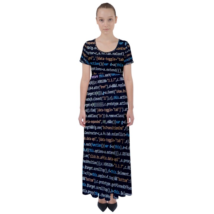 Close Up Code Coding Computer High Waist Short Sleeve Maxi Dress