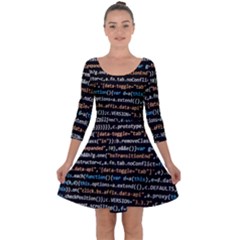 Close Up Code Coding Computer Quarter Sleeve Skater Dress by Hannah976