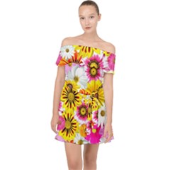 Flowers Blossom Bloom Nature Plant Off Shoulder Chiffon Dress by Hannah976