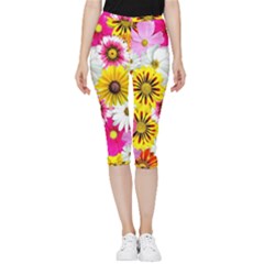 Flowers Blossom Bloom Nature Plant Inside Out Lightweight Velour Capri Leggings  by Hannah976