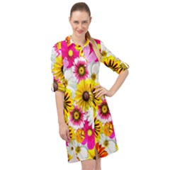 Flowers Blossom Bloom Nature Plant Long Sleeve Mini Shirt Dress by Hannah976