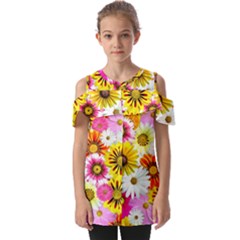 Flowers Blossom Bloom Nature Plant Fold Over Open Sleeve Top by Hannah976