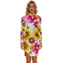 Flowers Blossom Bloom Nature Plant Long Sleeve Shirt Collar Bodycon Dress View1