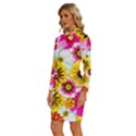 Flowers Blossom Bloom Nature Plant Long Sleeve Shirt Collar Bodycon Dress View2