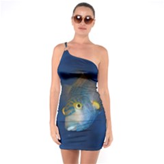 Fish Blue Animal Water Nature One Shoulder Ring Trim Bodycon Dress by Hannah976