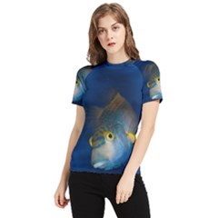 Fish Blue Animal Water Nature Women s Short Sleeve Rash Guard by Hannah976