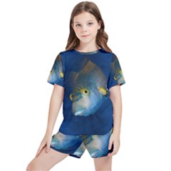 Fish Blue Animal Water Nature Kids  T-shirt And Sports Shorts Set by Hannah976