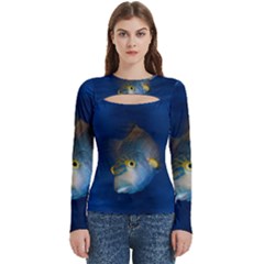 Fish Blue Animal Water Nature Women s Cut Out Long Sleeve T-shirt by Hannah976