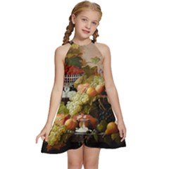 Abundance Of Fruit Severin Roesen Kids  Halter Collar Waist Tie Chiffon Dress by Hannah976