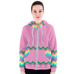 Easter Chevron Pattern Stripes Women s Zipper Hoodie by Hannah976