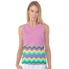 Easter Chevron Pattern Stripes Women s Basketball Tank Top by Hannah976