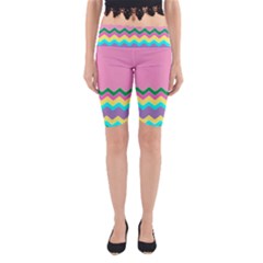 Easter Chevron Pattern Stripes Yoga Cropped Leggings by Hannah976