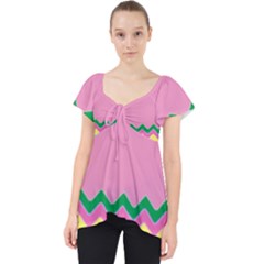 Easter Chevron Pattern Stripes Lace Front Dolly Top by Hannah976