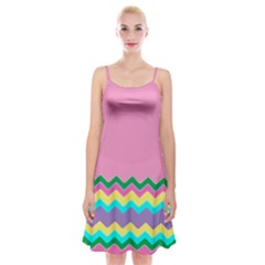 Easter Chevron Pattern Stripes Spaghetti Strap Velvet Dress by Hannah976