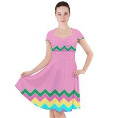 Easter Chevron Pattern Stripes Cap Sleeve Midi Dress by Hannah976