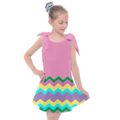 Easter Chevron Pattern Stripes Kids  Tie Up Tunic Dress by Hannah976