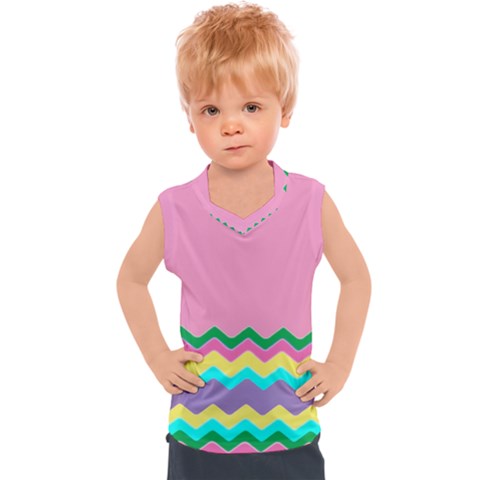 Easter Chevron Pattern Stripes Kids  Sport Tank Top by Hannah976