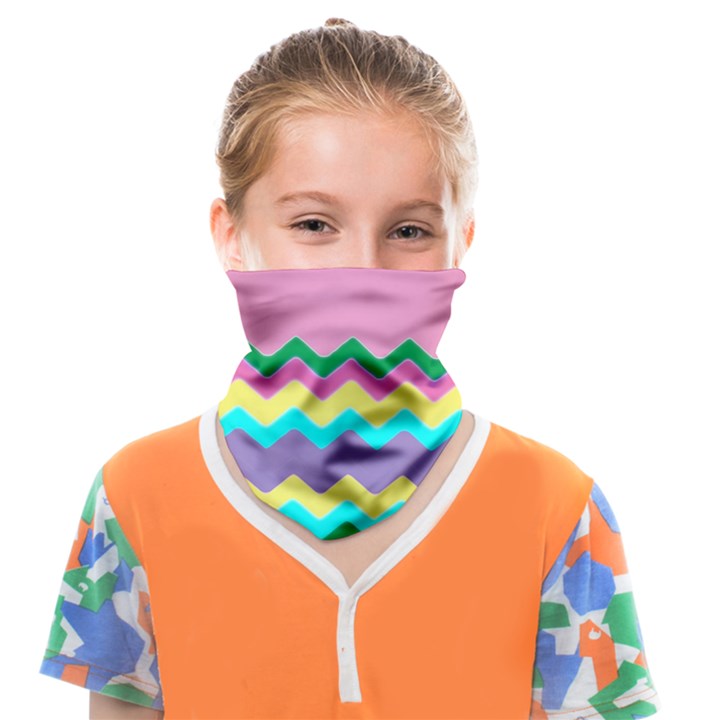 Easter Chevron Pattern Stripes Face Covering Bandana (Kids)