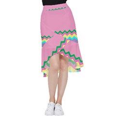 Easter Chevron Pattern Stripes Frill Hi Low Chiffon Skirt by Hannah976