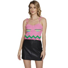 Easter Chevron Pattern Stripes Flowy Camisole Tie Up Top by Hannah976