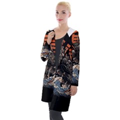 Sushi Dragon Japanese Hooded Pocket Cardigan by Bedest