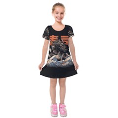 Sushi Dragon Japanese Kids  Short Sleeve Velvet Dress by Bedest