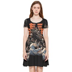 Sushi Dragon Japanese Inside Out Cap Sleeve Dress by Bedest