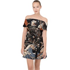 Sushi Dragon Japanese Off Shoulder Chiffon Dress by Bedest