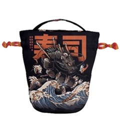 Sushi Dragon Japanese Drawstring Bucket Bag by Bedest