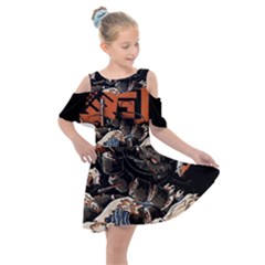 Sushi Dragon Japanese Kids  Shoulder Cutout Chiffon Dress by Bedest