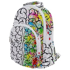 Brain Mind Psychology Idea Drawing Rounded Multi Pocket Backpack by Ndabl3x