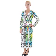 Brain Mind Psychology Idea Drawing Velvet Maxi Wrap Dress by Ndabl3x