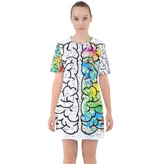 Brain Mind Psychology Idea Drawing Sixties Short Sleeve Mini Dress by Ndabl3x