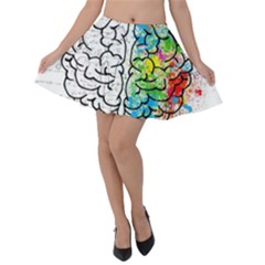 Brain Mind Psychology Idea Drawing Velvet Skater Skirt