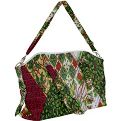 Christmas Quilt Background Canvas Crossbody Bag by Ndabl3x