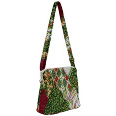 Christmas Quilt Background Zipper Messenger Bag by Ndabl3x