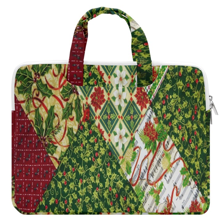 Christmas Quilt Background MacBook Pro 13  Double Pocket Laptop Bag