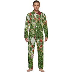 Christmas Quilt Background Men s Long Sleeve Velvet Pocket Pajamas Set by Ndabl3x