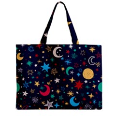 Colorful Background Moons Stars Zipper Mini Tote Bag by Ndabl3x