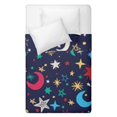 Colorful Background Moons Stars Duvet Cover Double Side (single Size) by Ndabl3x