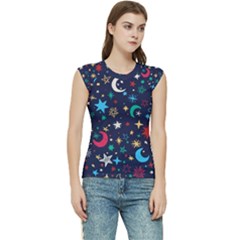 Colorful Background Moons Stars Women s Raglan Cap Sleeve T-shirt by Ndabl3x