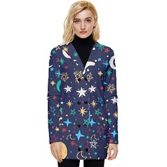 Colorful Background Moons Stars Button Up Hooded Coat  by Ndabl3x