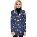 Colorful Background Moons Stars Button Up Hooded Coat  View1